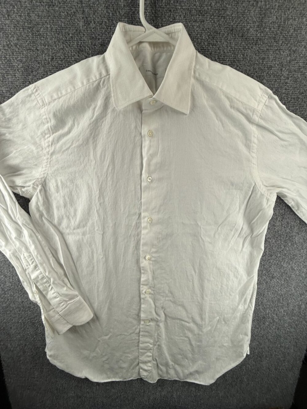 Ermenegildo Zegna All Cotton 16.5 Striped White Shirt Italian Luxury Mens Spread